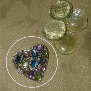 💜💚💙 Silver HEART Brooch